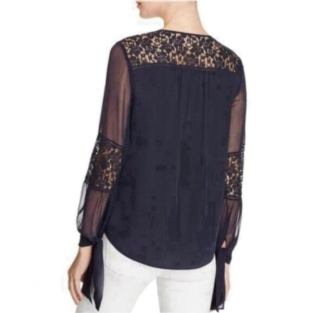 REBECCA Taylor Sarah Lace Silk Blouse. Black Size 2 - Picture 2 of 12
